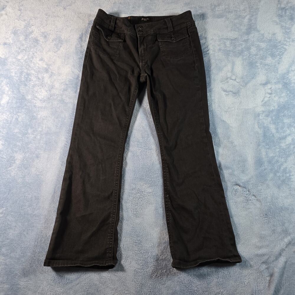 Miss Me Black Bootcut Jeans Women’s Size 32 / 30 Fleur de Lis Metal Logo Y2K